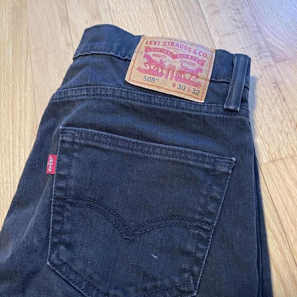 Levis 508 Jeans Mens 30x32 Black Regular Fit Tapered Leg Cotton Denim Pants